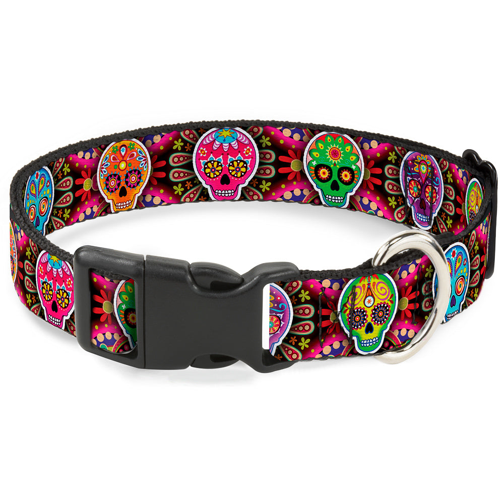 Plastic Clip Collar - Six Sugar Skulls Multi Color Plastic Clip Collars Thaneeya McArdle