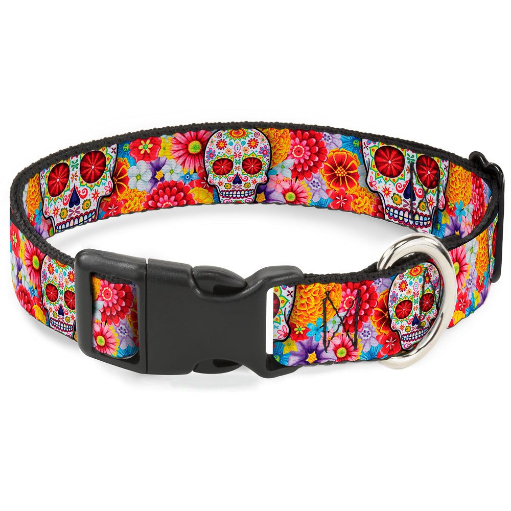 Plastic Clip Collar - Sugar Skull Starburst White/Multi Color Plastic Clip Collars Thaneeya McArdle