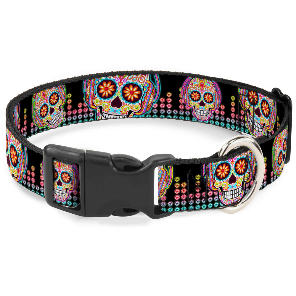 Plastic Clip Collar - Tranquility Beats Calaveras/Floral Equalizer Black/Multi Color Plastic Clip Collars Thaneeya McArdle