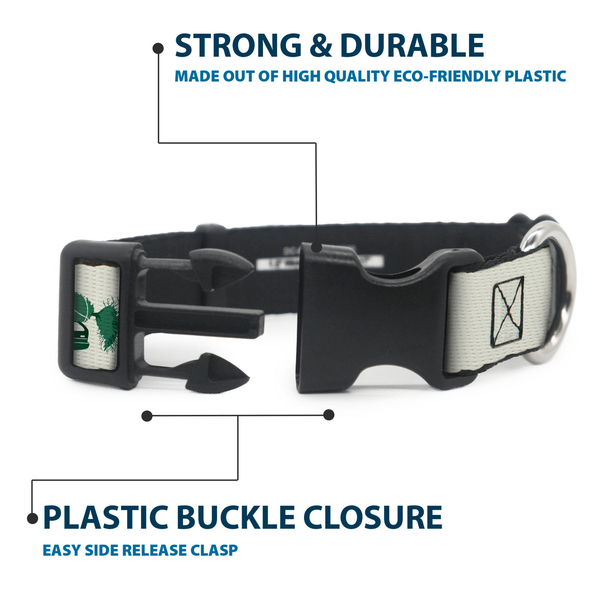 Plastic Clip Collar - NATIONAL LAMPOON'S CHRISTMAS VACATION Title Logo Icons Collage White/Green/Red Dog Collars Plastic Clip Side Release National Lampoon's