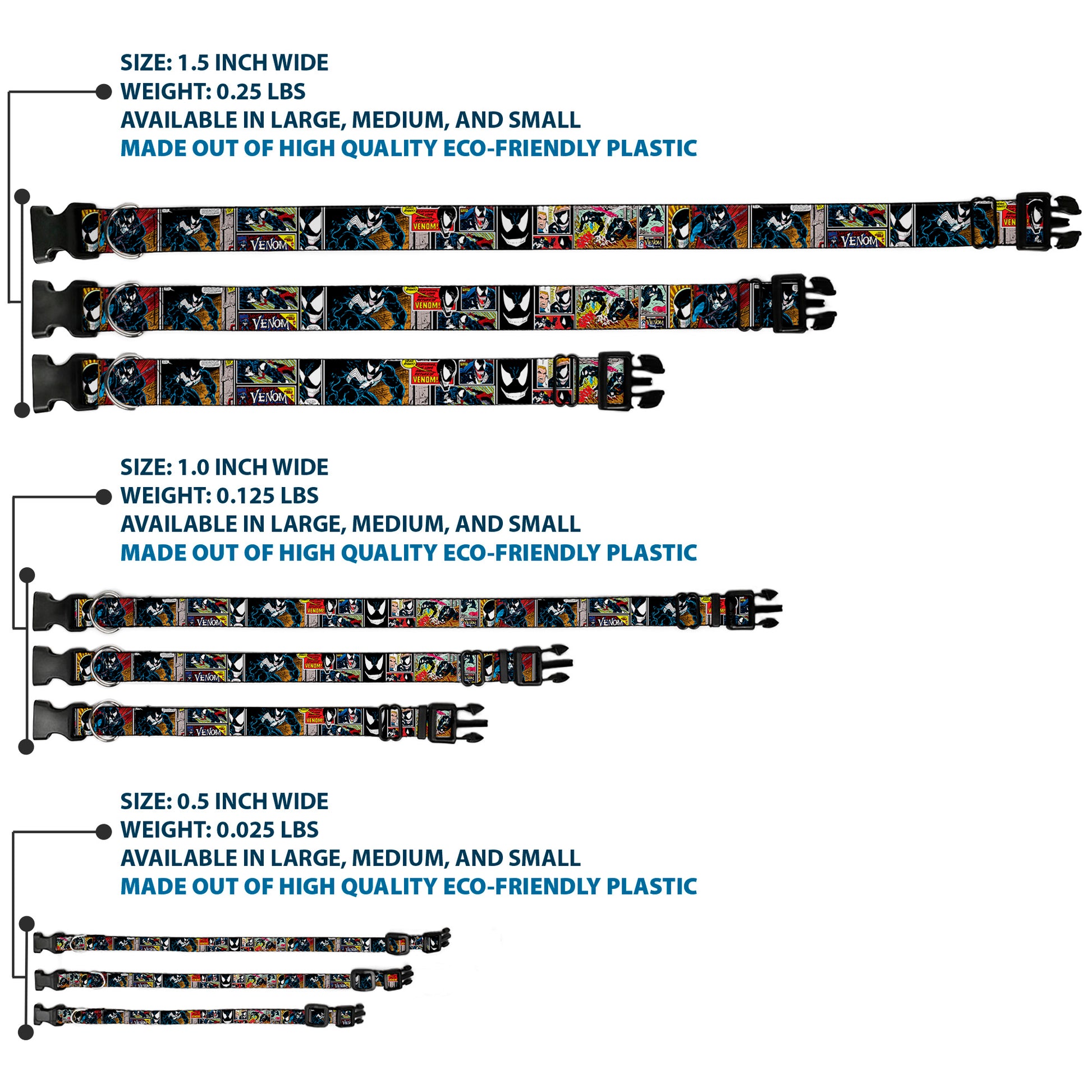 Plastic Clip Collar - Venom Comic Book Panels Plastic Clip Collars Marvel Comics