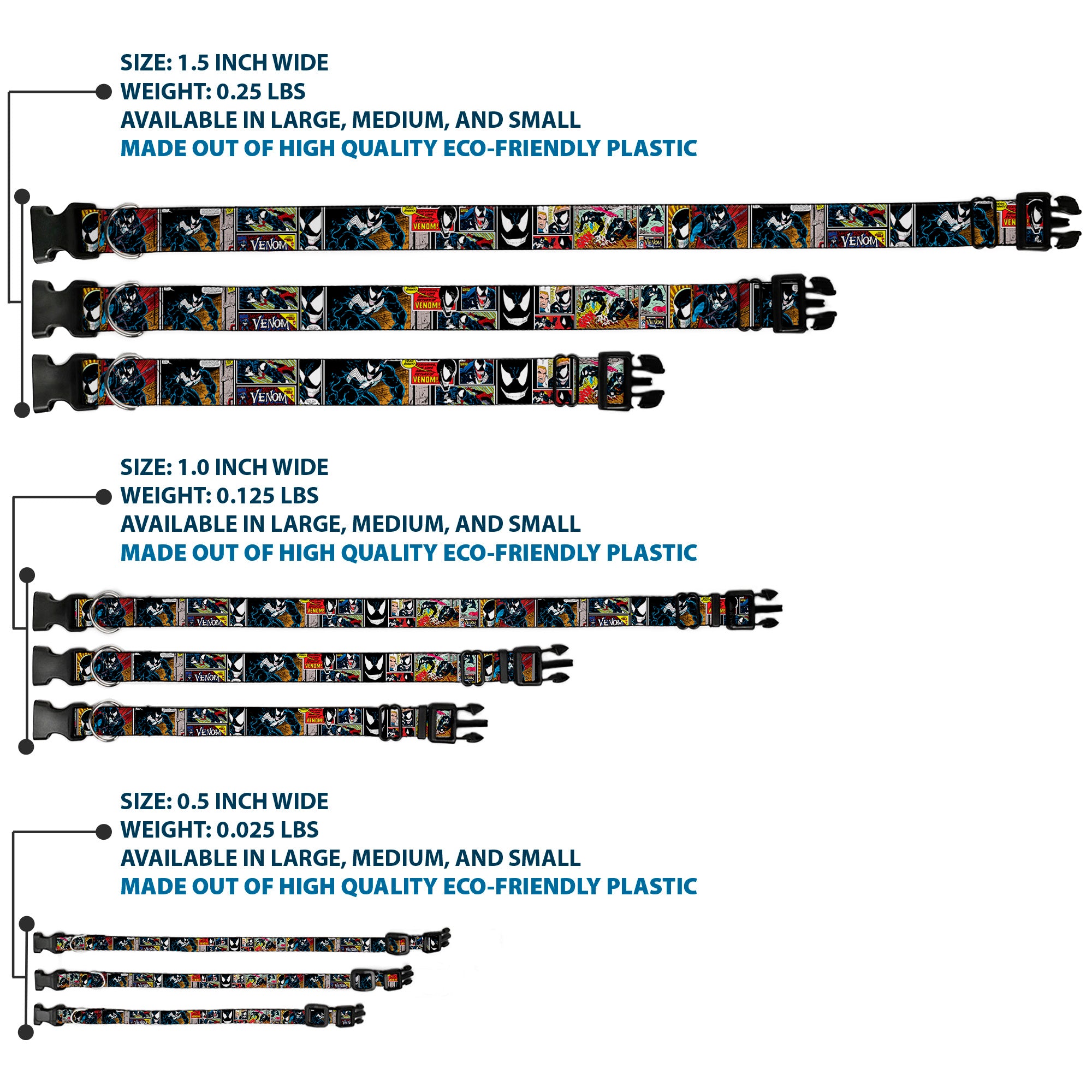 Plastic Clip Collar - Venom Comic Book Panels Plastic Clip Collars Marvel Comics