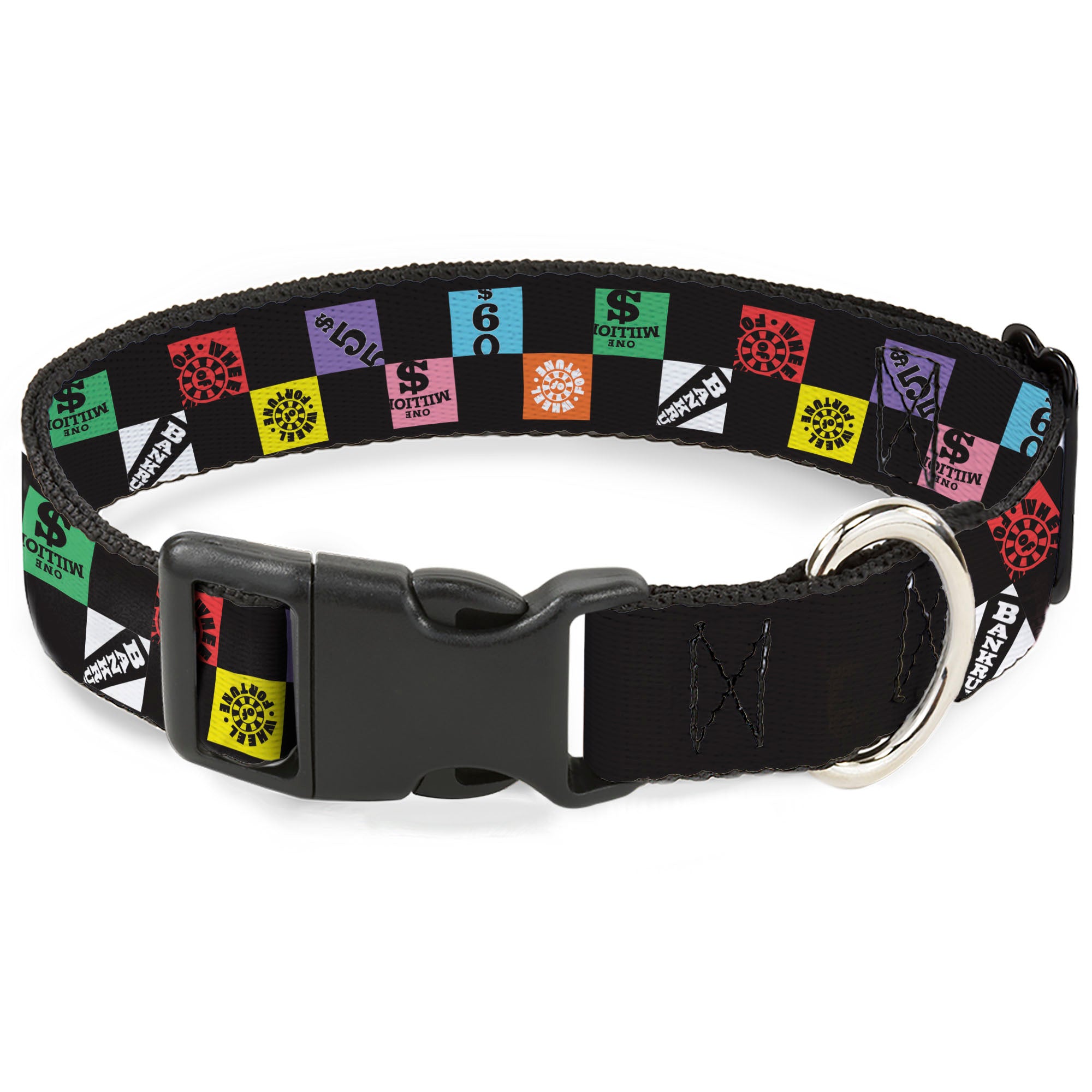 Plastic Clip Collar - WHEEL OF FORTUNE Checker Icons Black/Multi Color Plastic Clip Collars Wheel of Fortune