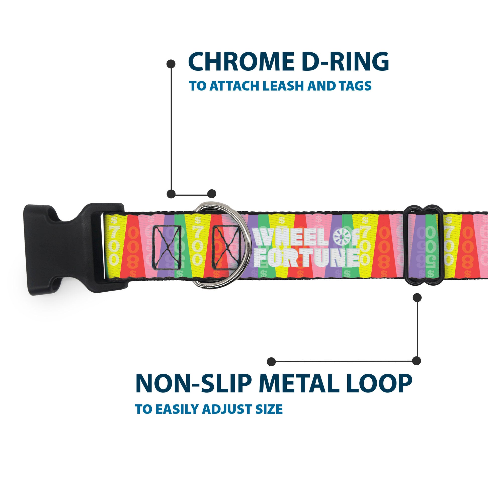 Plastic Clip Collar - WHEEL OF FORTUNE Cash Prize Wedges Multi Color/White Plastic Clip Collars Wheel of Fortune