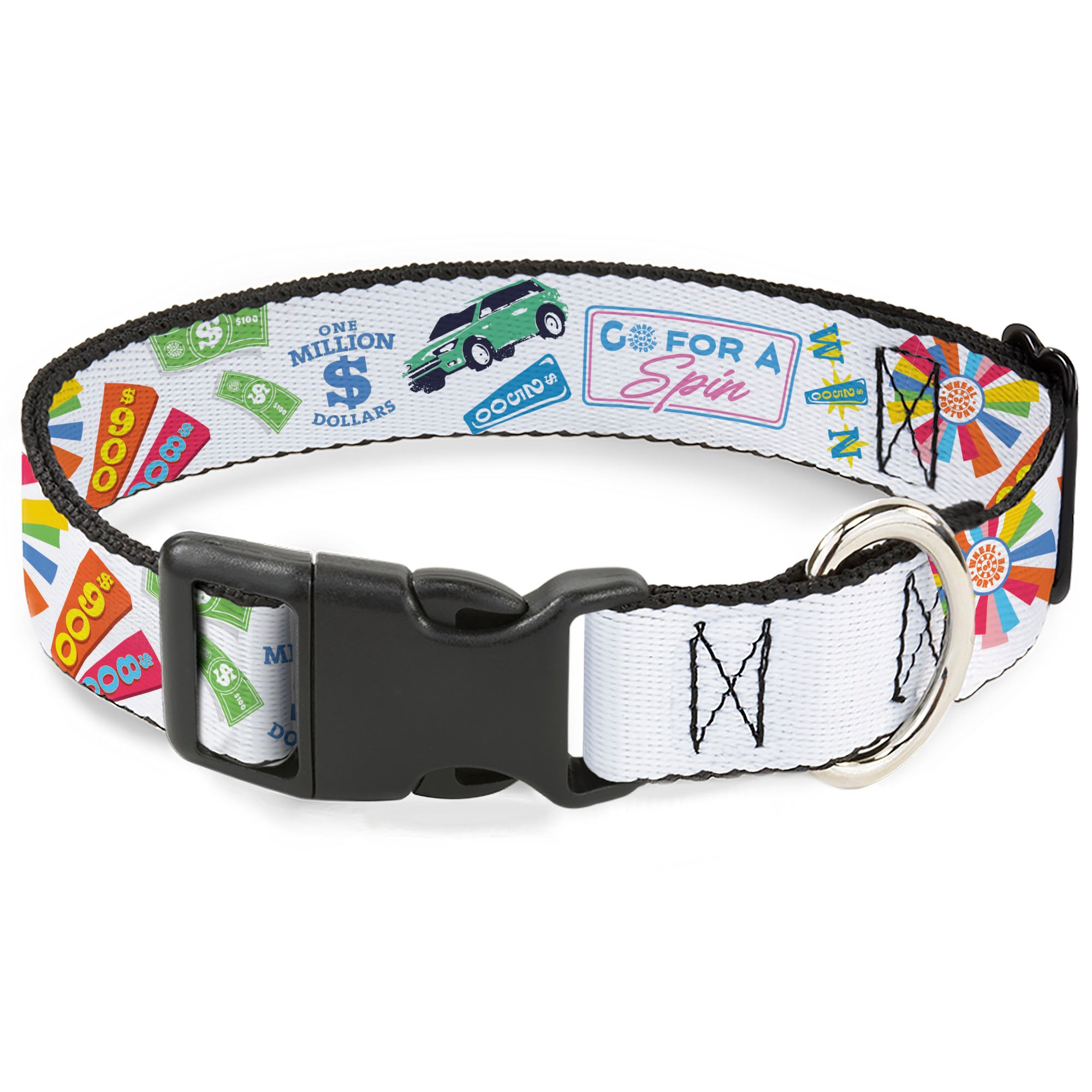 Plastic Clip Collar - Wheel of Fortune GO FOR A SPIN Prize Collage White/Multi Color Plastic Clip Collars Wheel of Fortune