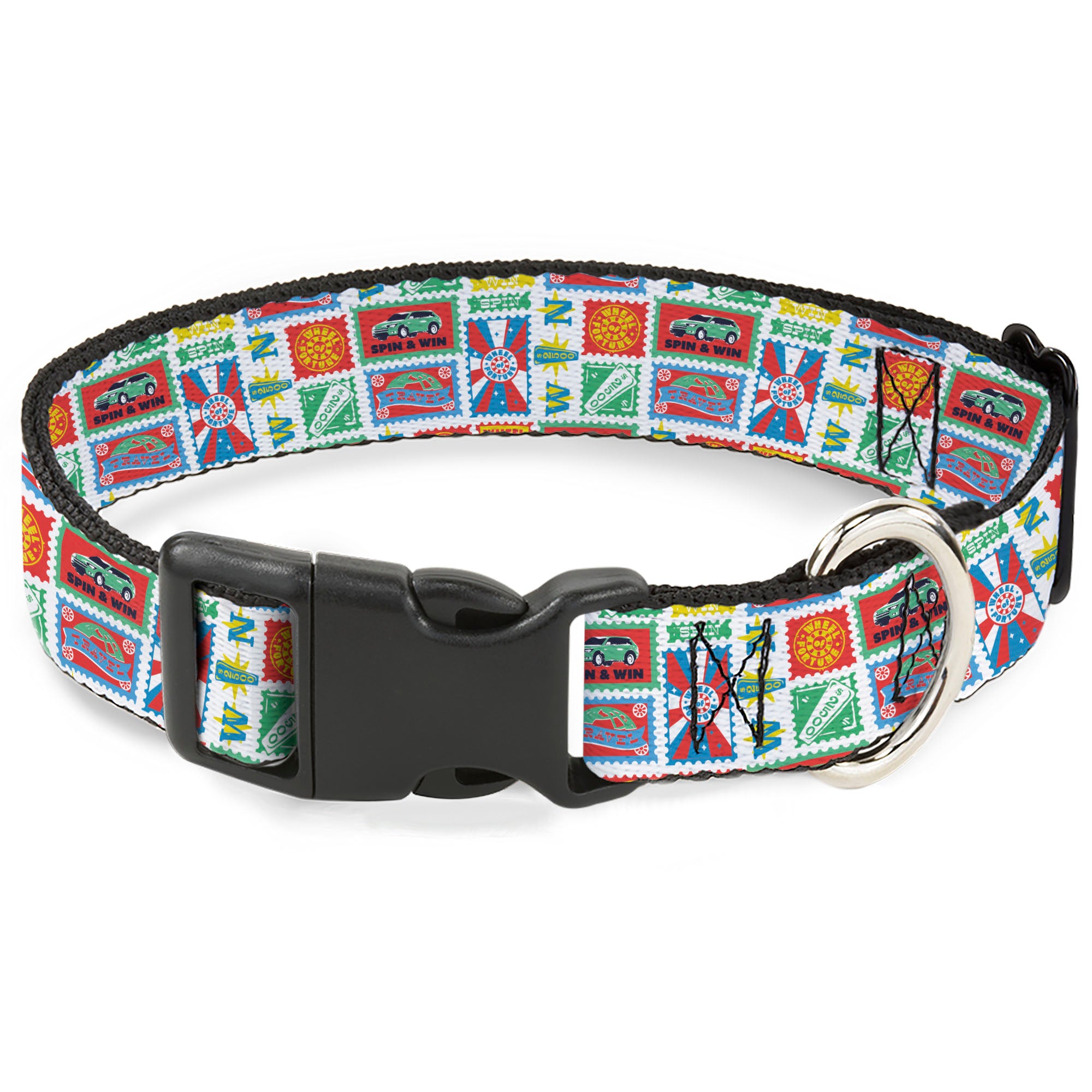 Plastic Clip Collar - Wheel of Fortune Prize Blocks Collage White/Multi Color Plastic Clip Collars Wheel of Fortune