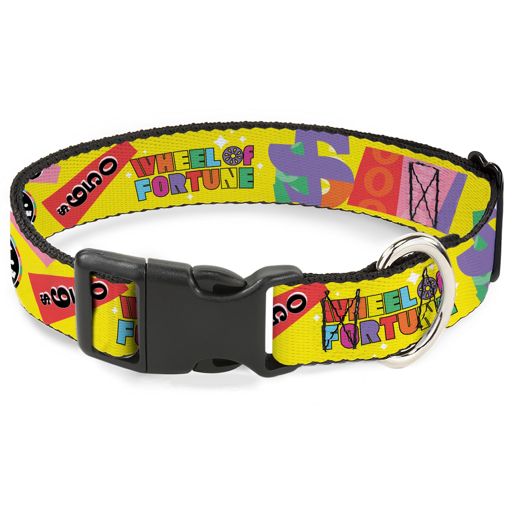 Plastic Clip Collar - WHEEL OF FORTUNE Test and Wedge Collage Yellow/Multi Color Plastic Clip Collars Wheel of Fortune