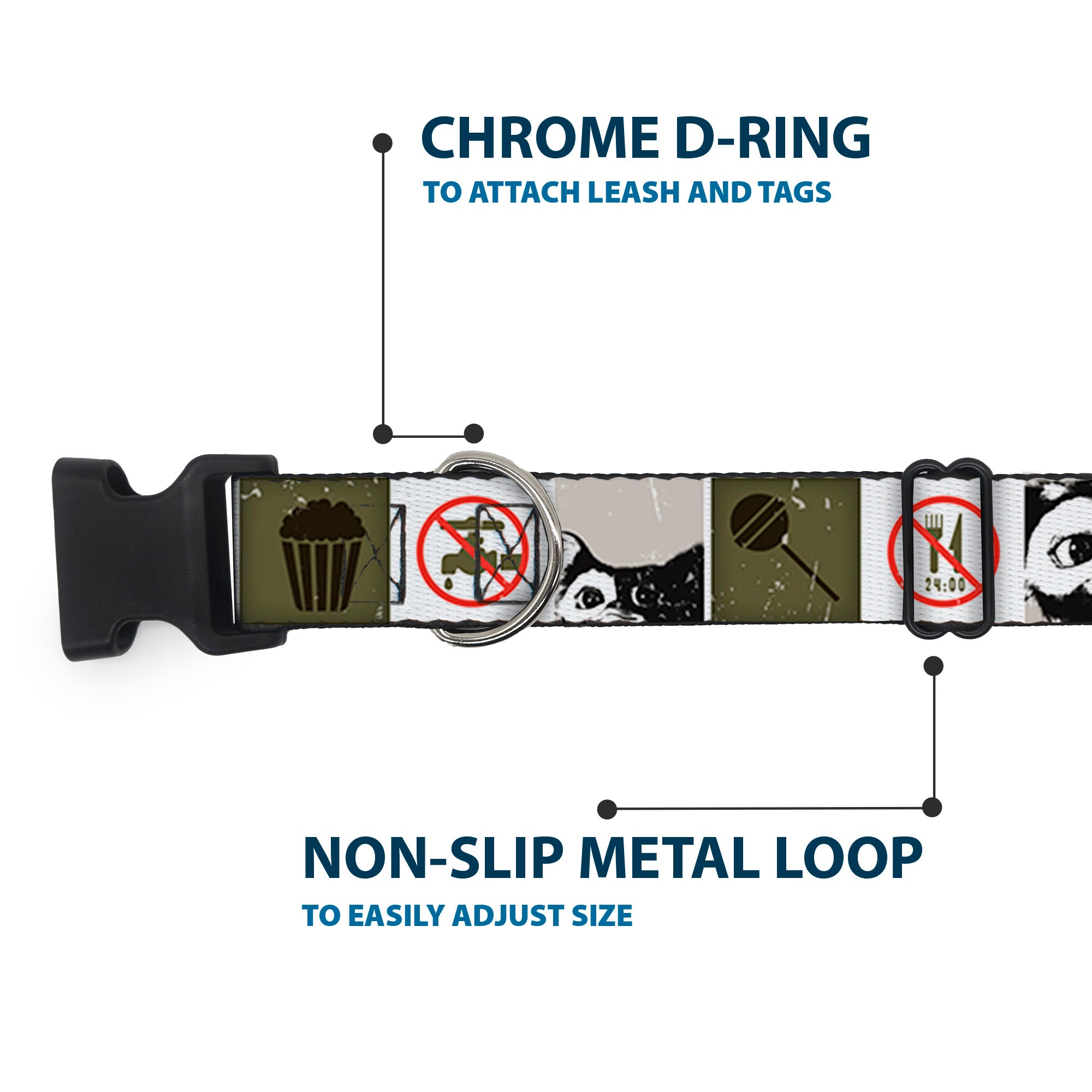 Plastic Clip Collar - Gremlins GIZMO Poses/Rules Blocks Red/Greens/Grays/White Plastic Clip Collars Gremlins