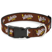 Plastic Clip Collar - Willy Wonka and the Chocolate Factory WONKA BAR Logo Brown/Yellow/White Plastic Clip Collars Willy Wonka and the Chocolate Factory