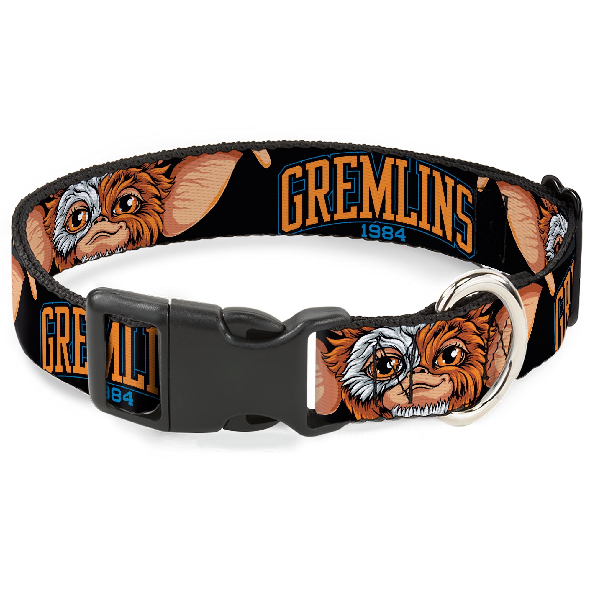 Plastic Clip Collar - GREMLINS 1984 Gizmo Face Close-Up Black Plastic Clip Collars Gremlins