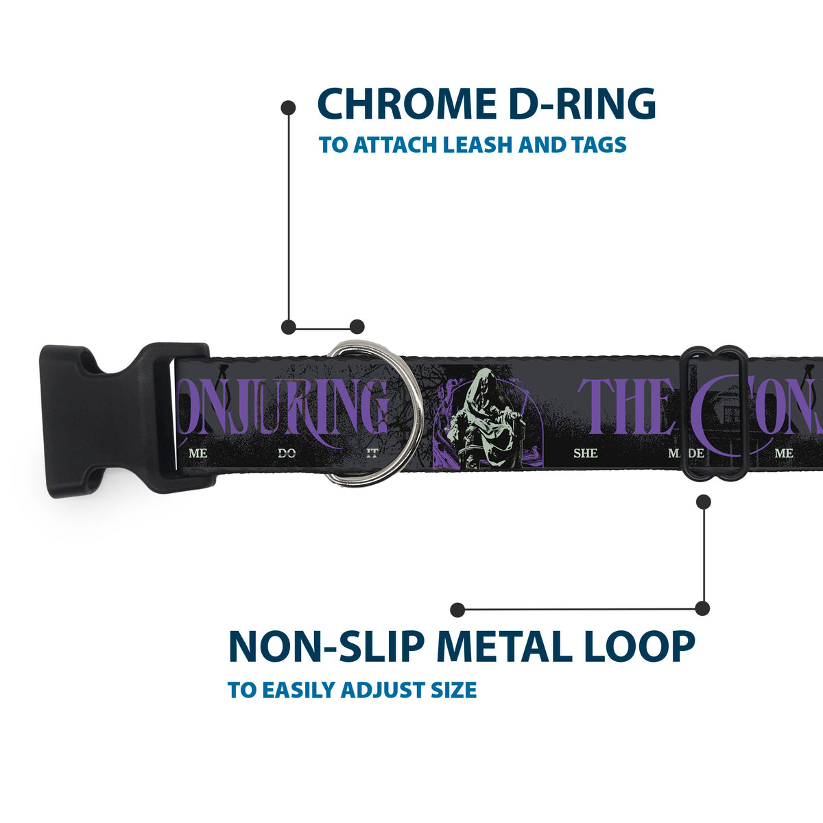 Plastic Clip Collar - THE CONJURING SHE MADE ME DO IT Black/Gray/Purple