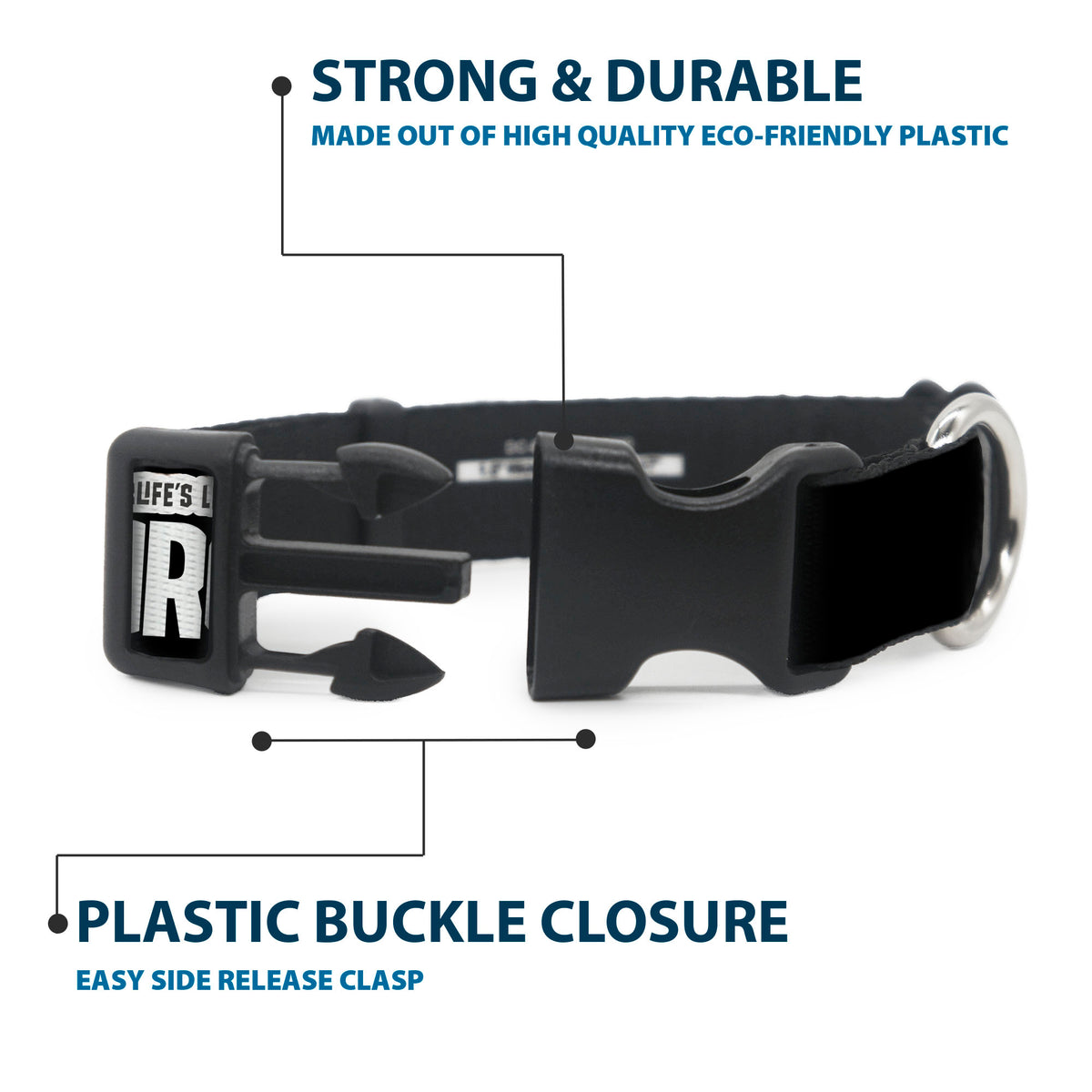 Plastic Clip Collar - BEETLEJUICE Cartoon Quotes and Scene Black/Multi Color Dog Collars Plastic Clip Side Release Beetlejuice
