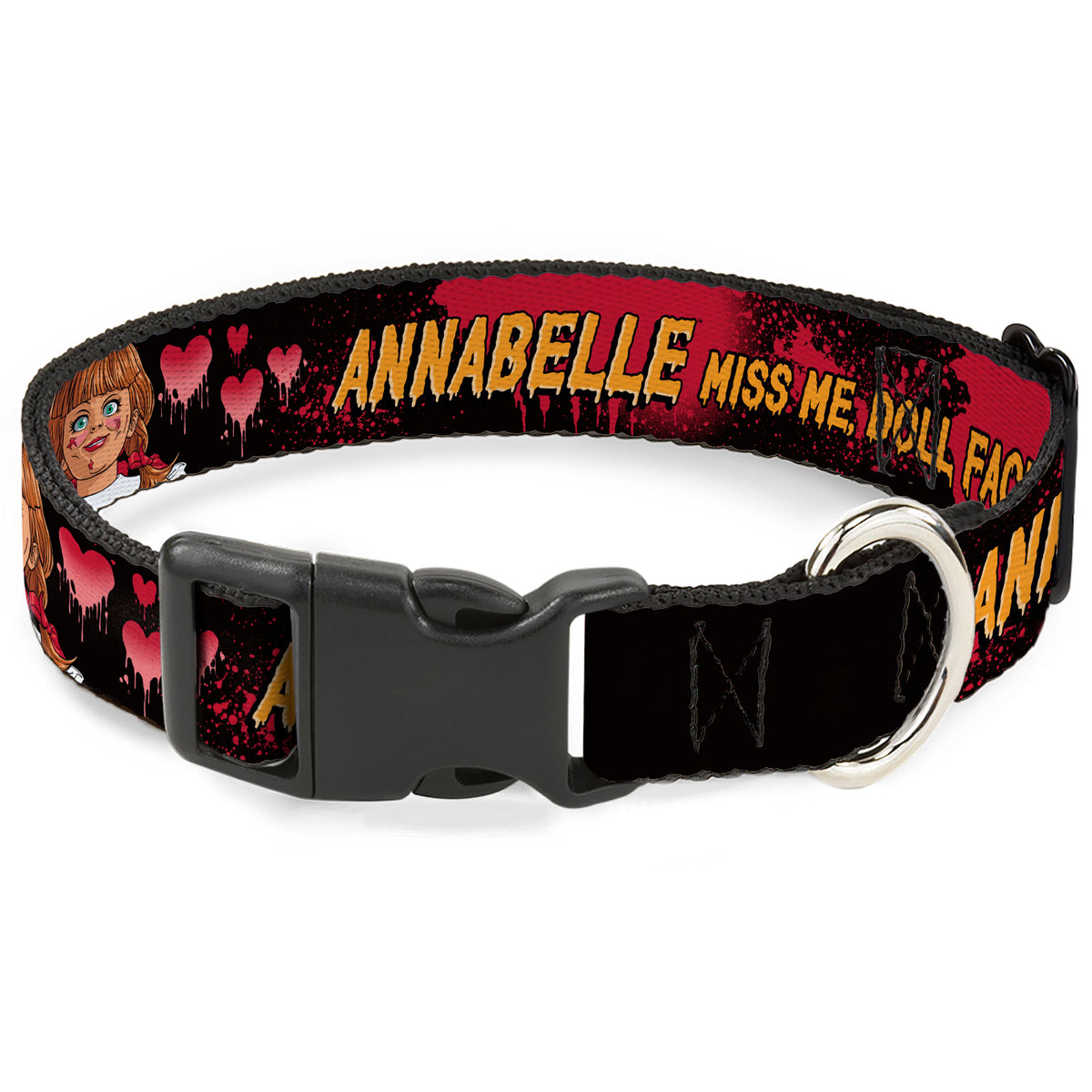 Plastic Clip Collar - ANNABELLE MISS ME DOLL FACE Pose Black/Reds