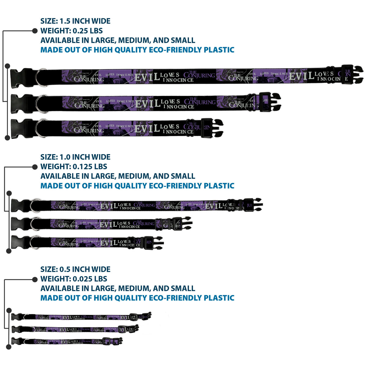 Plastic Clip Collar - THE CONJURING EVIL LOVES INNOCENCE Purple/Black