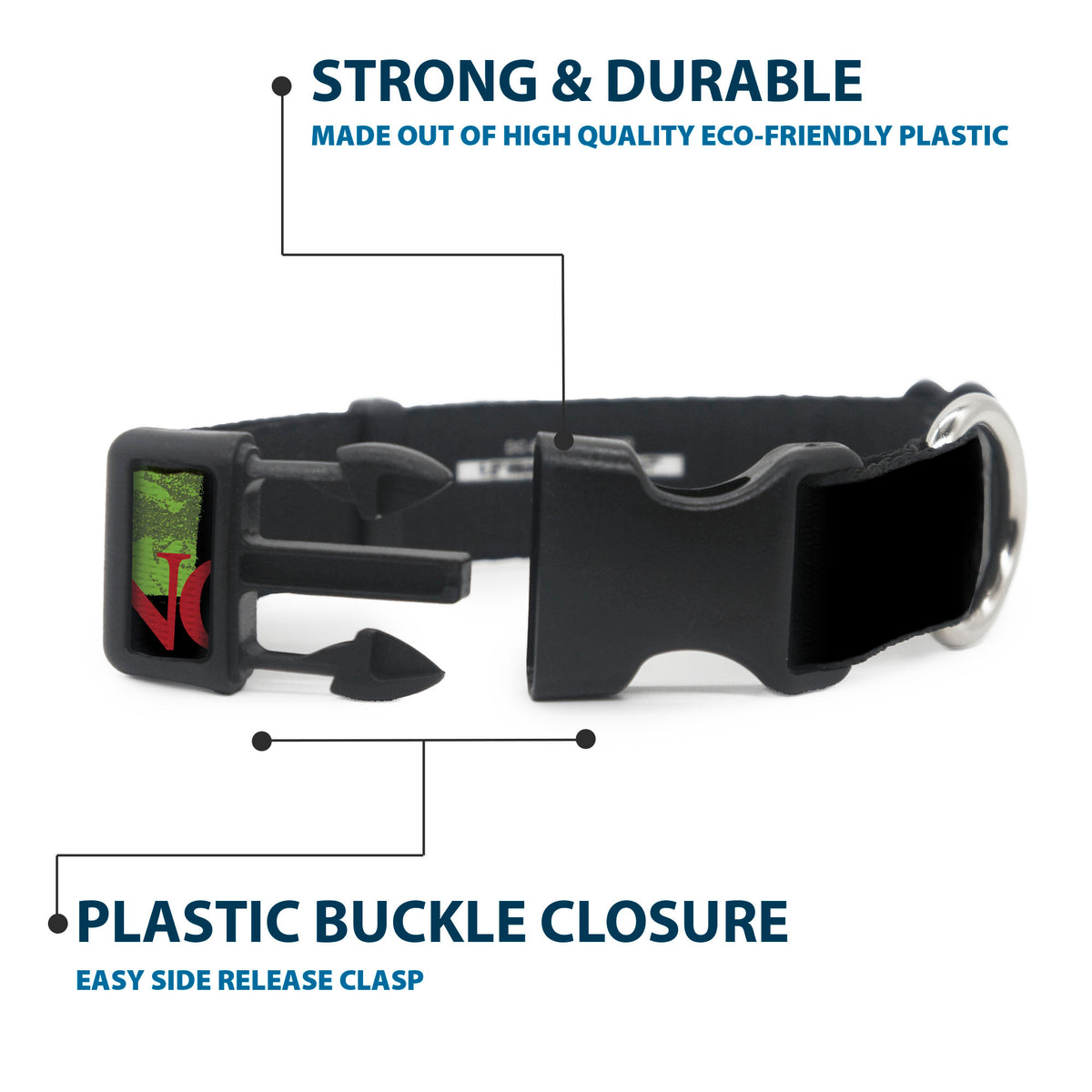 Plastic Clip Collar - THE CONJURING Annabelle Pose and Blocks Black/Greens/Red