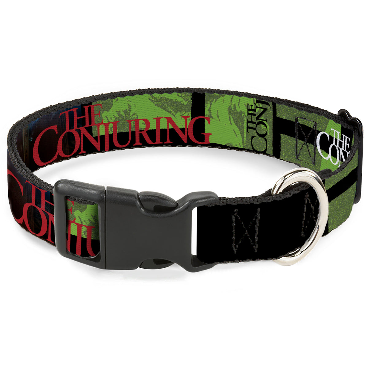 Plastic Clip Collar - THE CONJURING Annabelle Pose and Blocks Black/Greens/Red