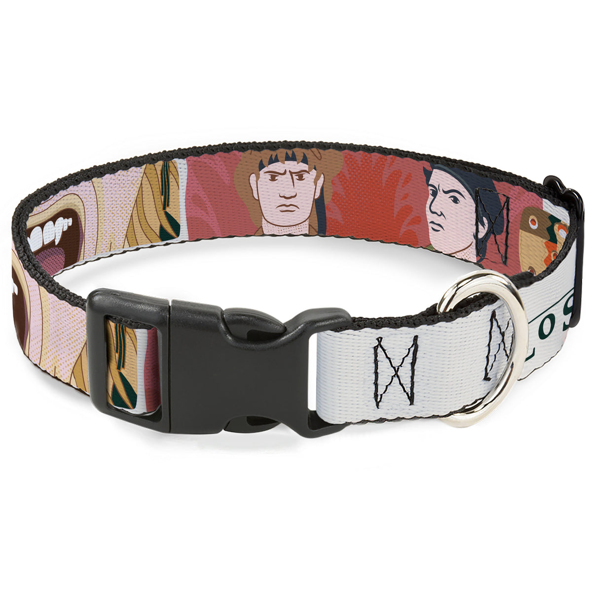 Plastic Clip Collar - THE LOST BOYS Edgar and Alan Pop Art Icons Collage White Dog Collars Plastic Clip Side Release The Lost Boys
