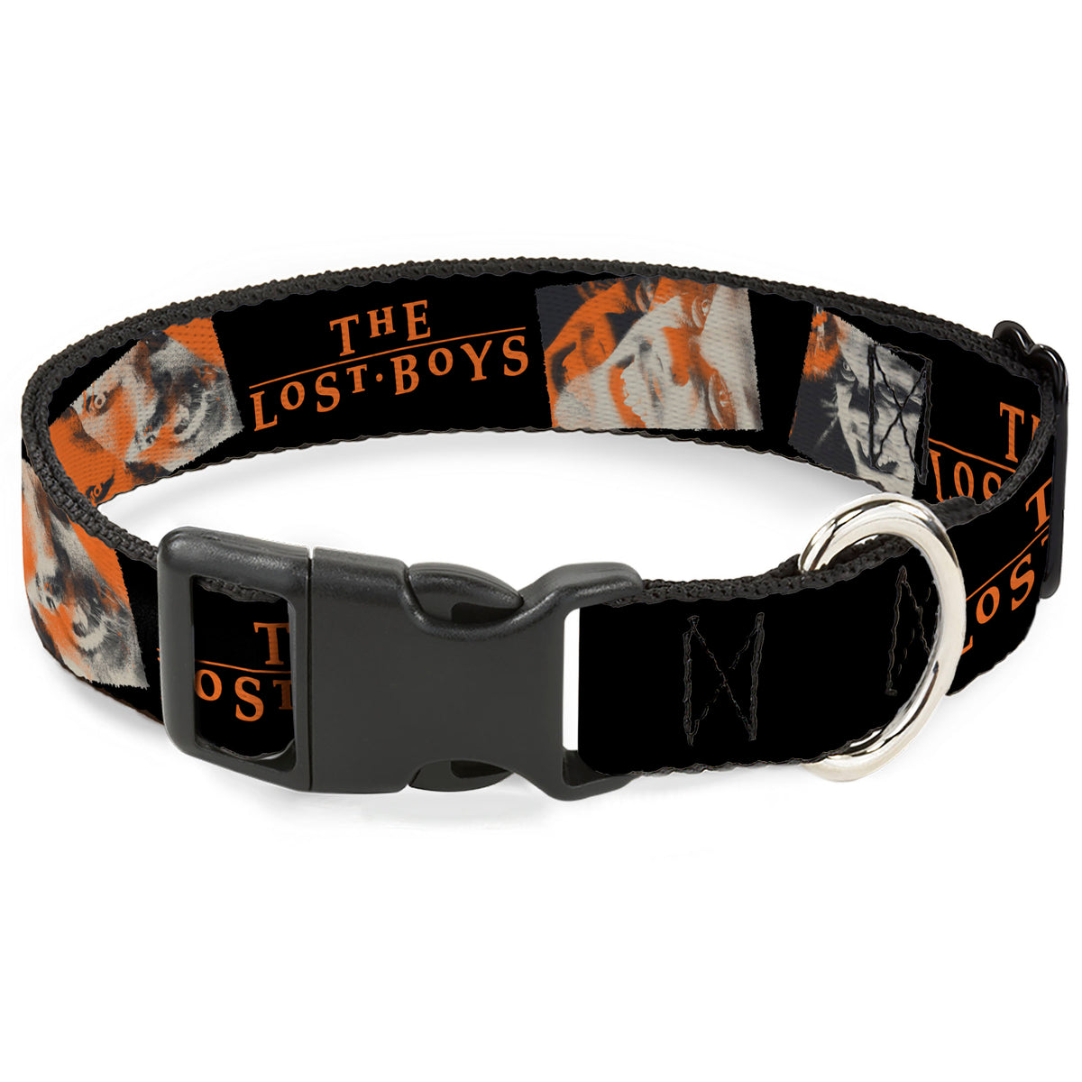 Plastic Clip Collar - THE LOST BOYS David Pose Stacked and Title Logo Black/Red Dog Collars Plastic Clip Side Release The Lost Boys