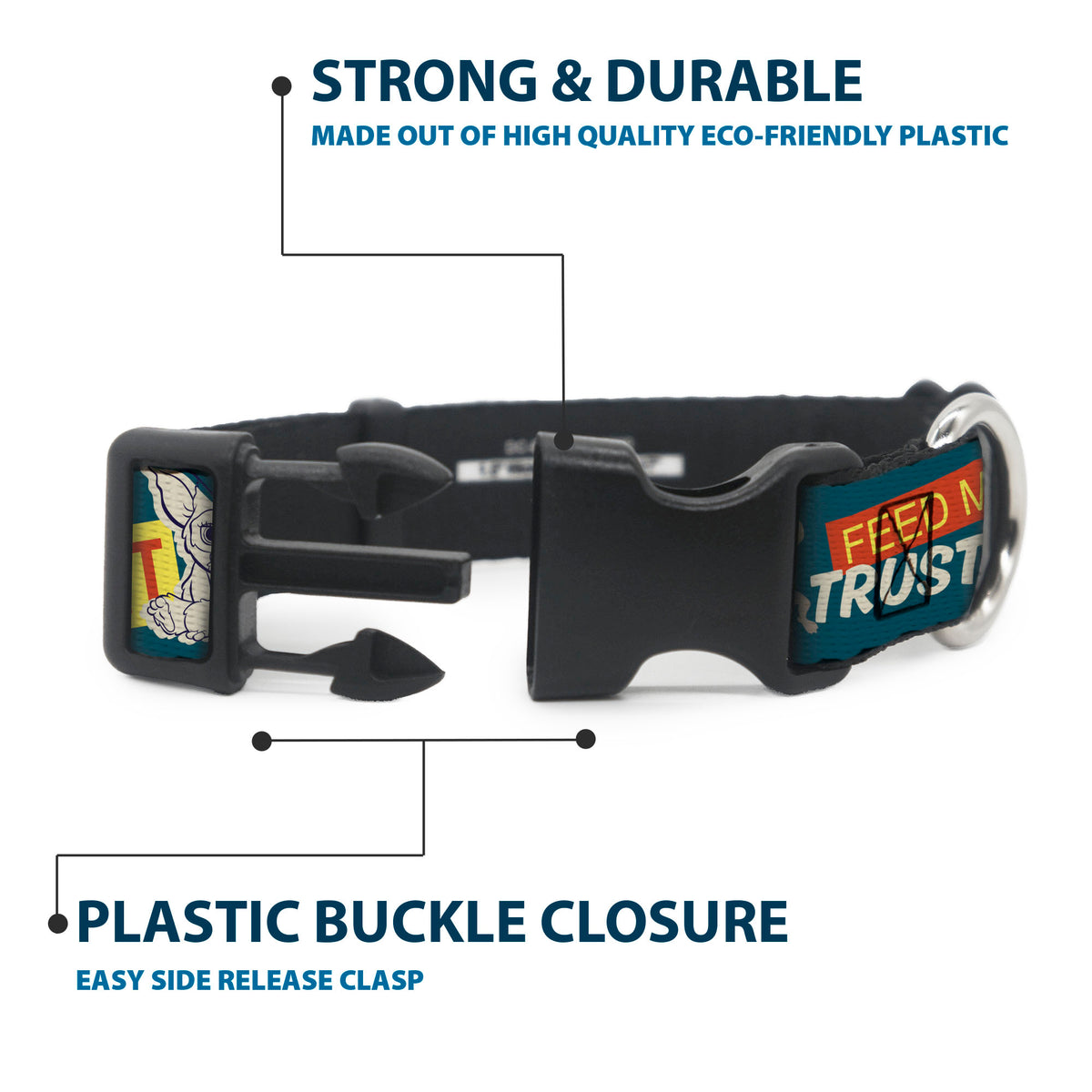 Plastic Clip Collar - GREMLINS MULTIPLIES WHEN WET Gizmo Pose Multi Color Dog Collars Plastic Clip Side Release Gremlins