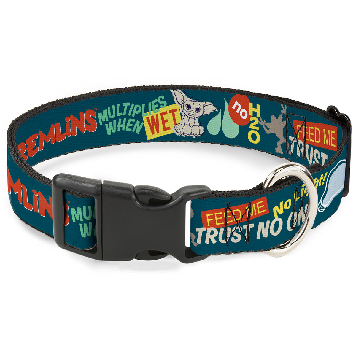 Plastic Clip Collar - GREMLINS MULTIPLIES WHEN WET Gizmo Pose Multi Color Dog Collars Plastic Clip Side Release Gremlins