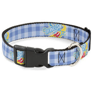 Plastic Clip Collar - THE WIZARD OF OZ Logo Gingham Checker Blues Plastic Clip Collars The Wizard of Oz