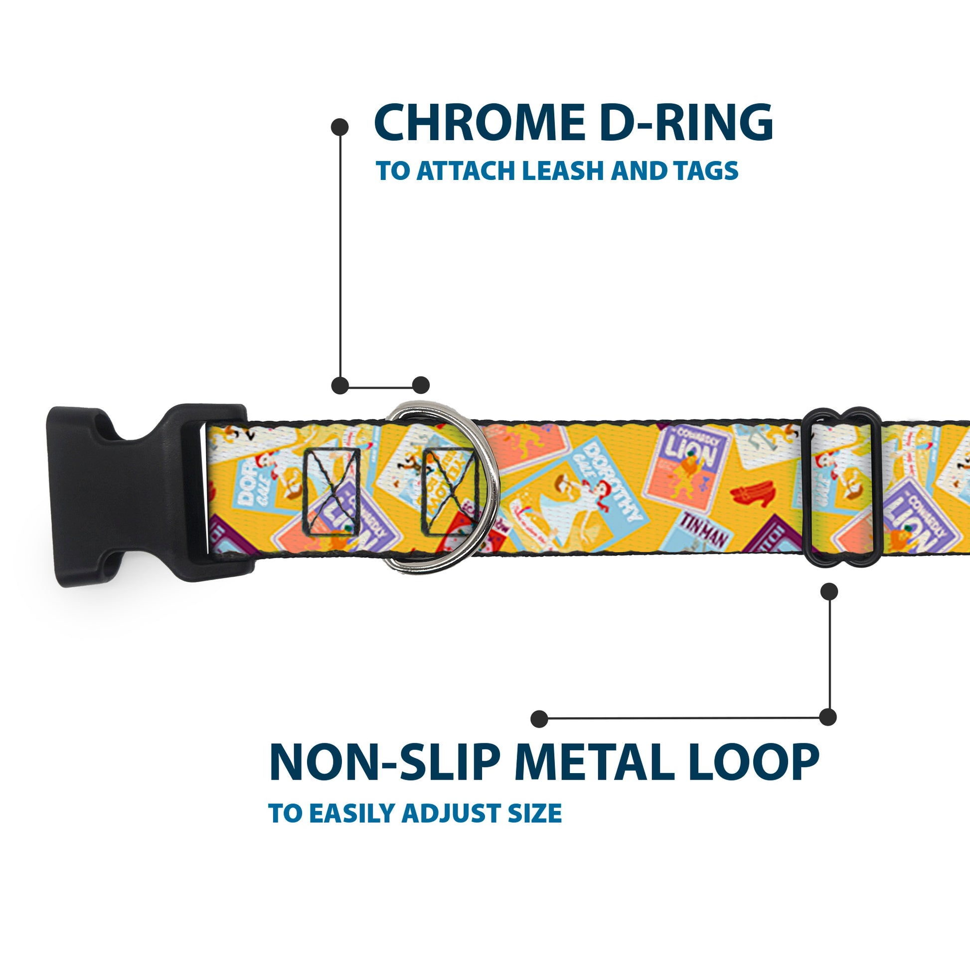 Plastic Clip Collar - The Wizard of Oz Characters Scenes and Icons Collage Yellow Plastic Clip Collars The Wizard of Oz