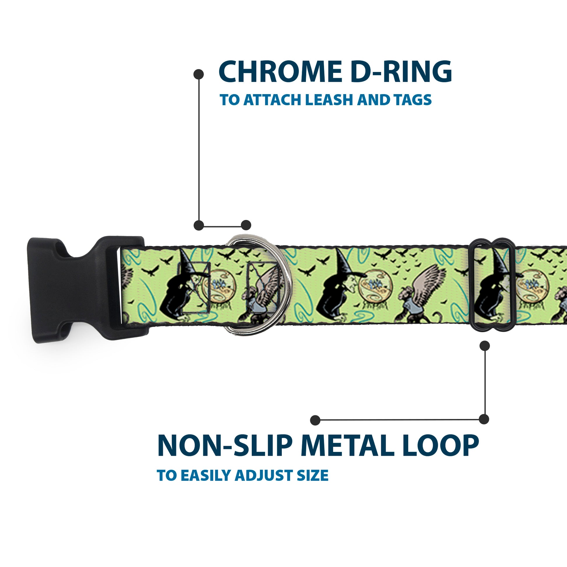 Plastic Clip Collar - The Wizard of Oz Wicked Witch of the West and Flying Monkeys Greens Plastic Clip Collars The Wizard of Oz