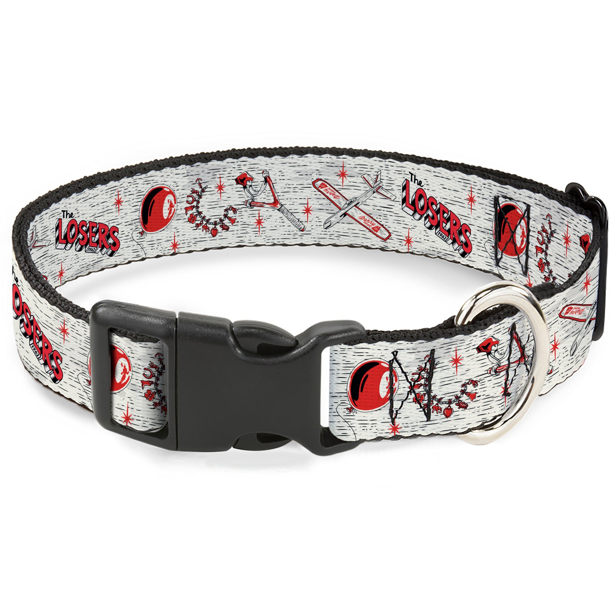 Plastic Clip Collar - IT Welcome to Derry Icons Collage White/Black/Red Plastic Clip Collars IT