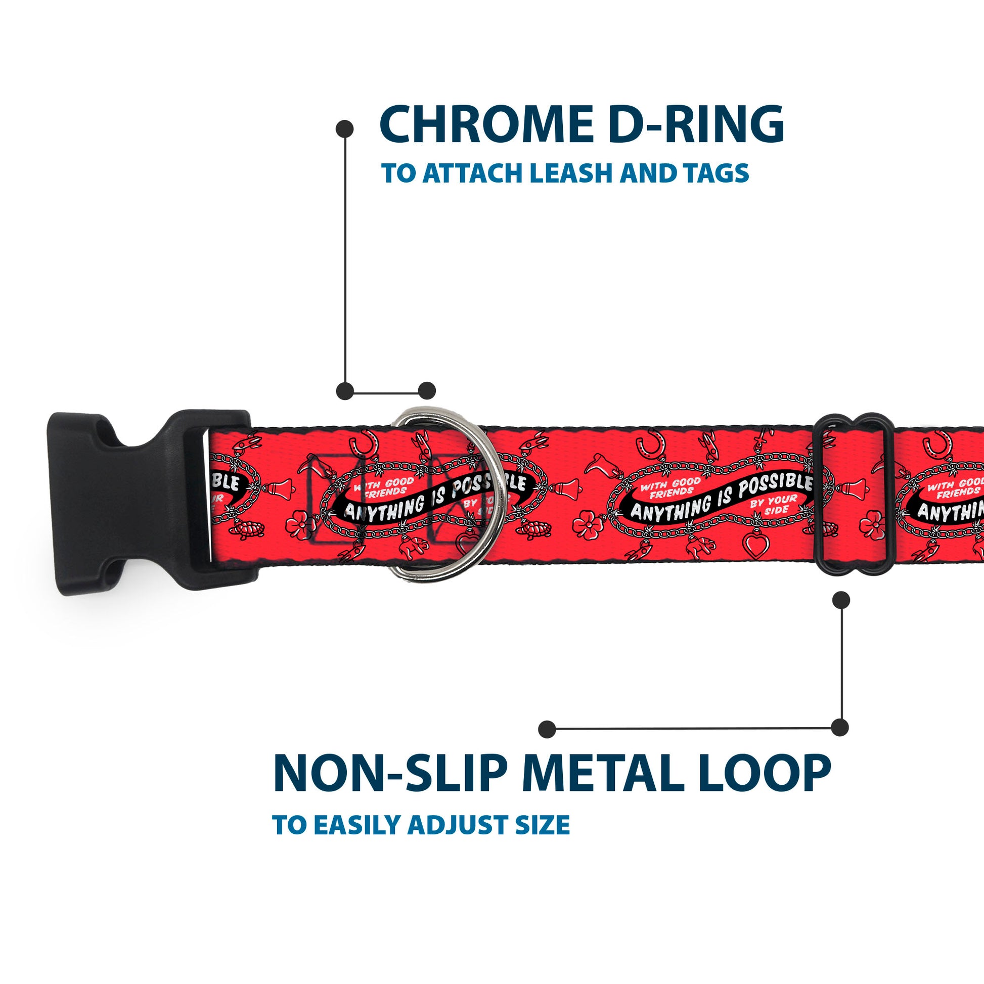Plastic Clip Collar - IT Welcome to Derry ANYTHING IS POSSIBLE Charm Bracelet Red/Black/White Plastic Clip Collars IT
