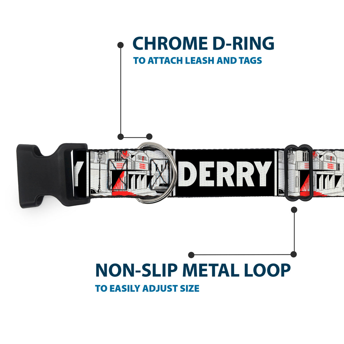 Plastic Clip Collar - IT Welcome to Derry Vintage Movie Theatre Scene Black/White Plastic Clip Collars IT