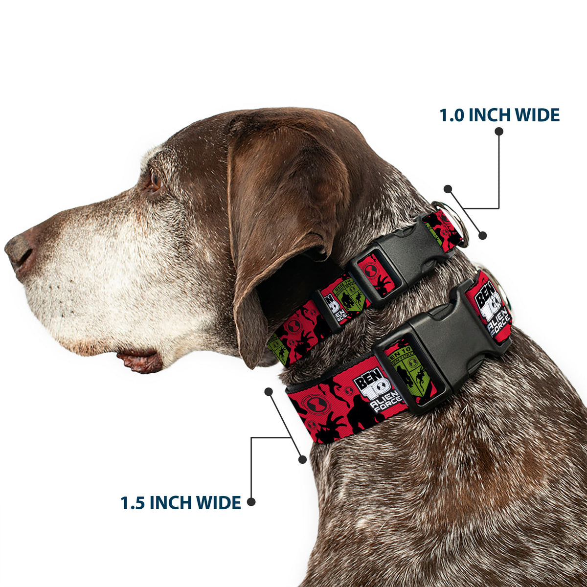 Plastic Clip Collar - BEN 10 ALIEN FORCE Badge and Character Collage Red/Black/White/Green Plastic Clip Collars Ben 10