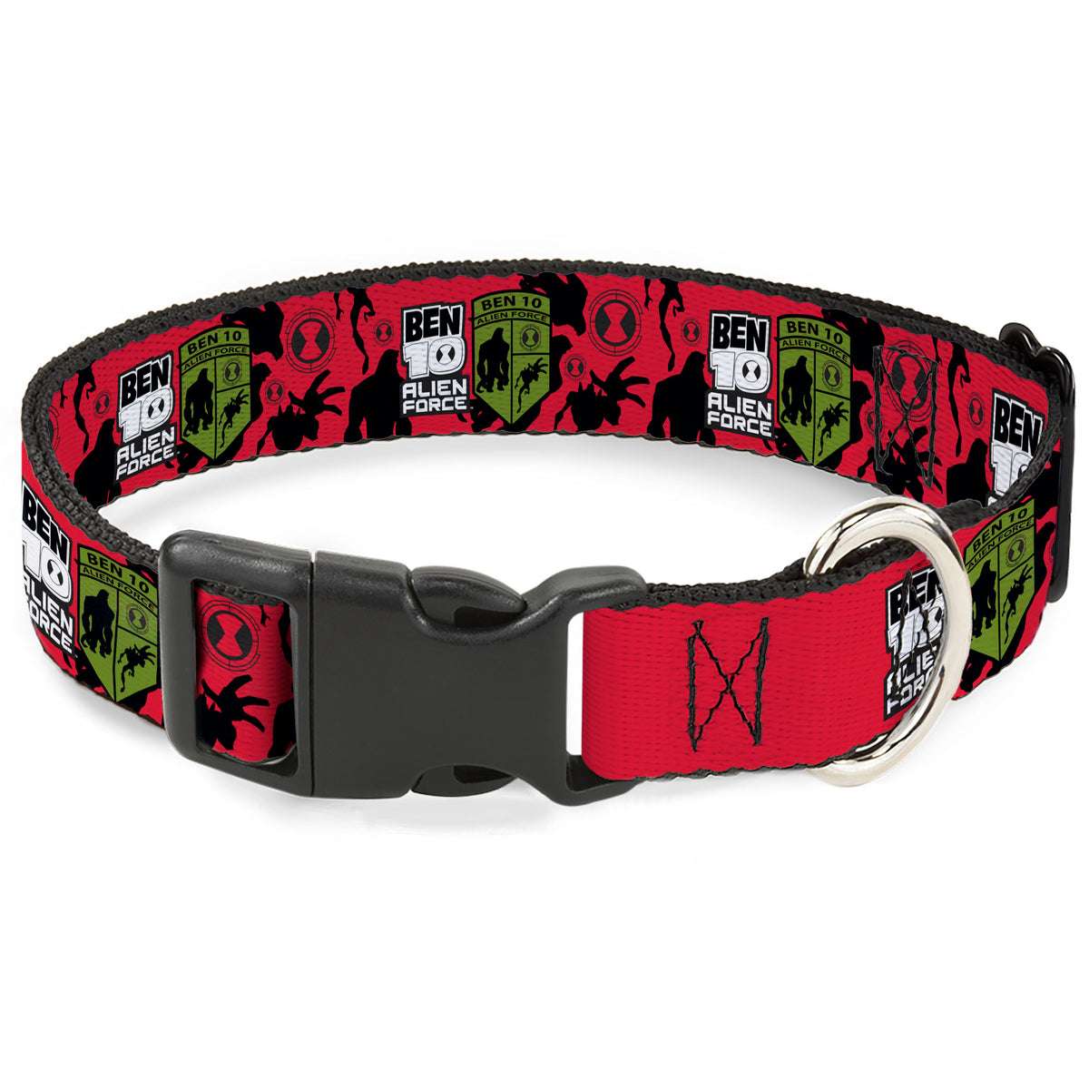 Plastic Clip Collar - BEN 10 ALIEN FORCE Badge and Character Collage Red/Black/White/Green Plastic Clip Collars Ben 10