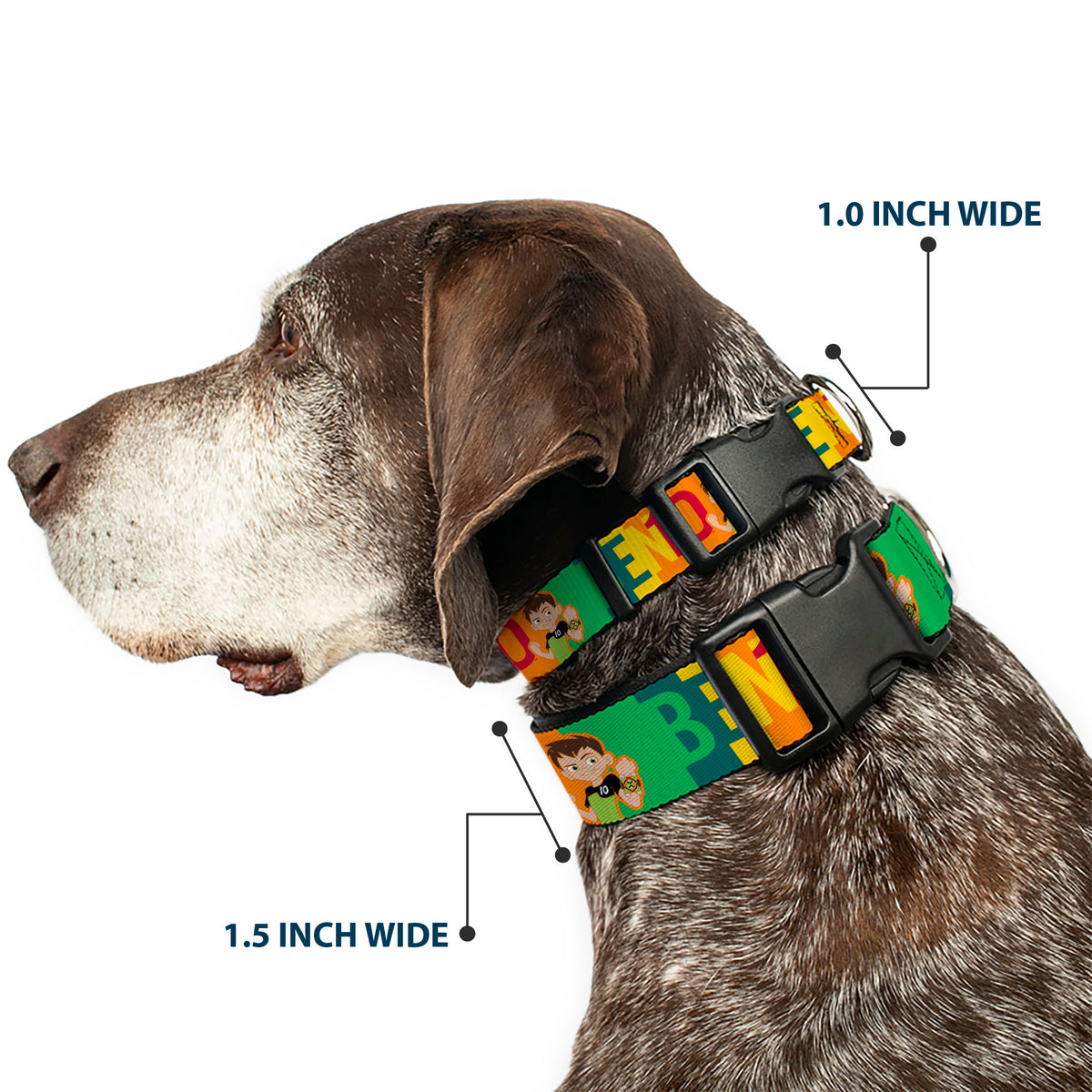 Plastic Clip Collar - BEN 10 Pose and Text Blocks Multi Color Plastic Clip Collars Ben 10