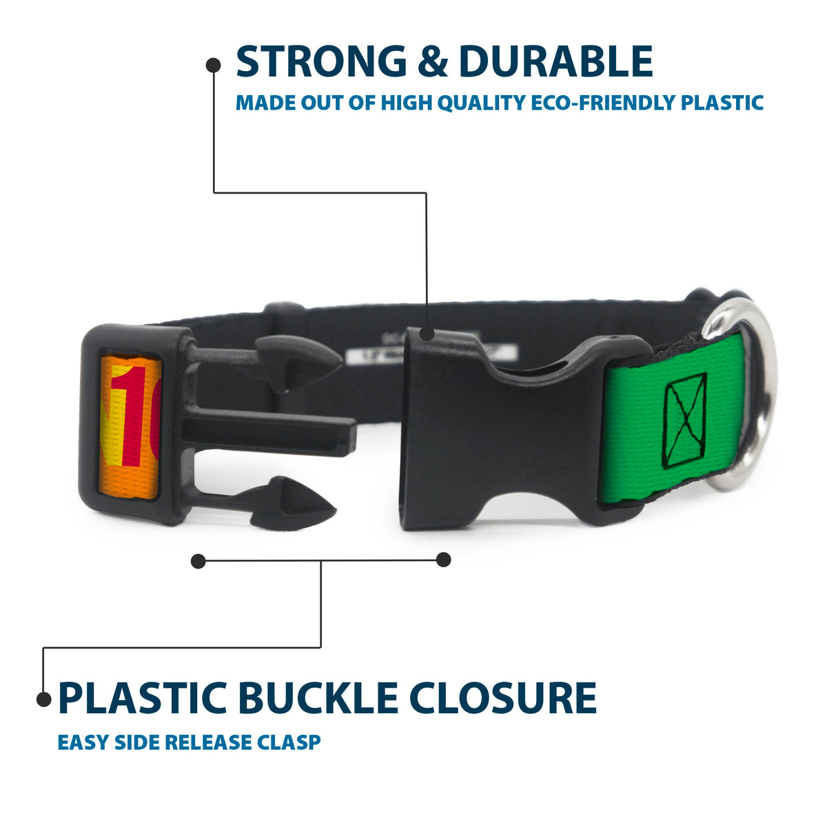 Plastic Clip Collar - BEN 10 Pose and Text Blocks Multi Color Plastic Clip Collars Ben 10