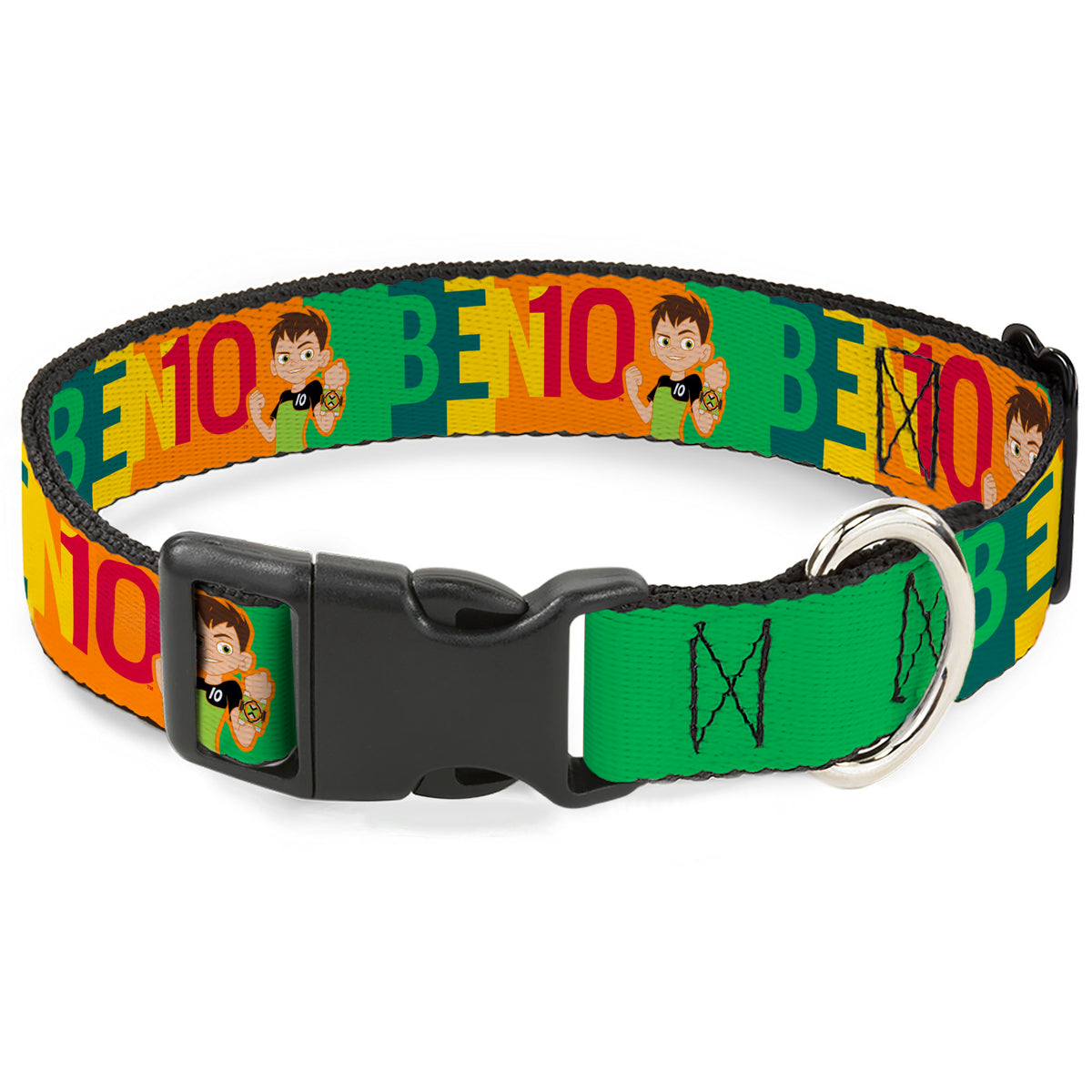 Plastic Clip Collar - BEN 10 Pose and Text Blocks Multi Color Plastic Clip Collars Ben 10