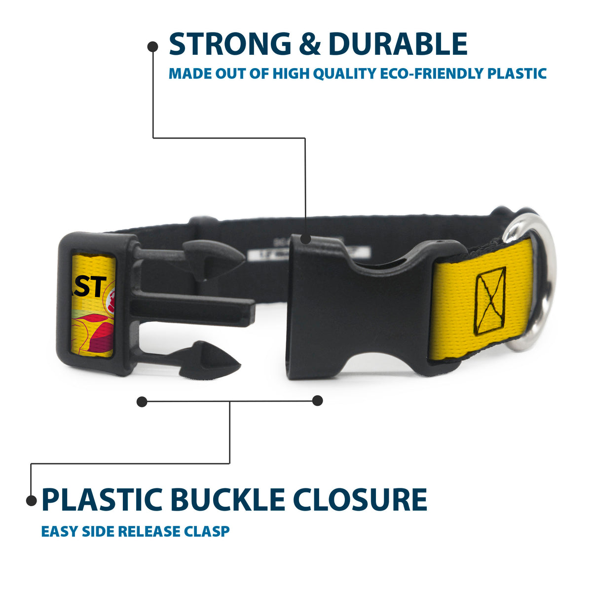 Plastic Clip Collar - BEN 10 HEATBLAST Poses and Text Yellow/Reds Plastic Clip Collars Ben 10