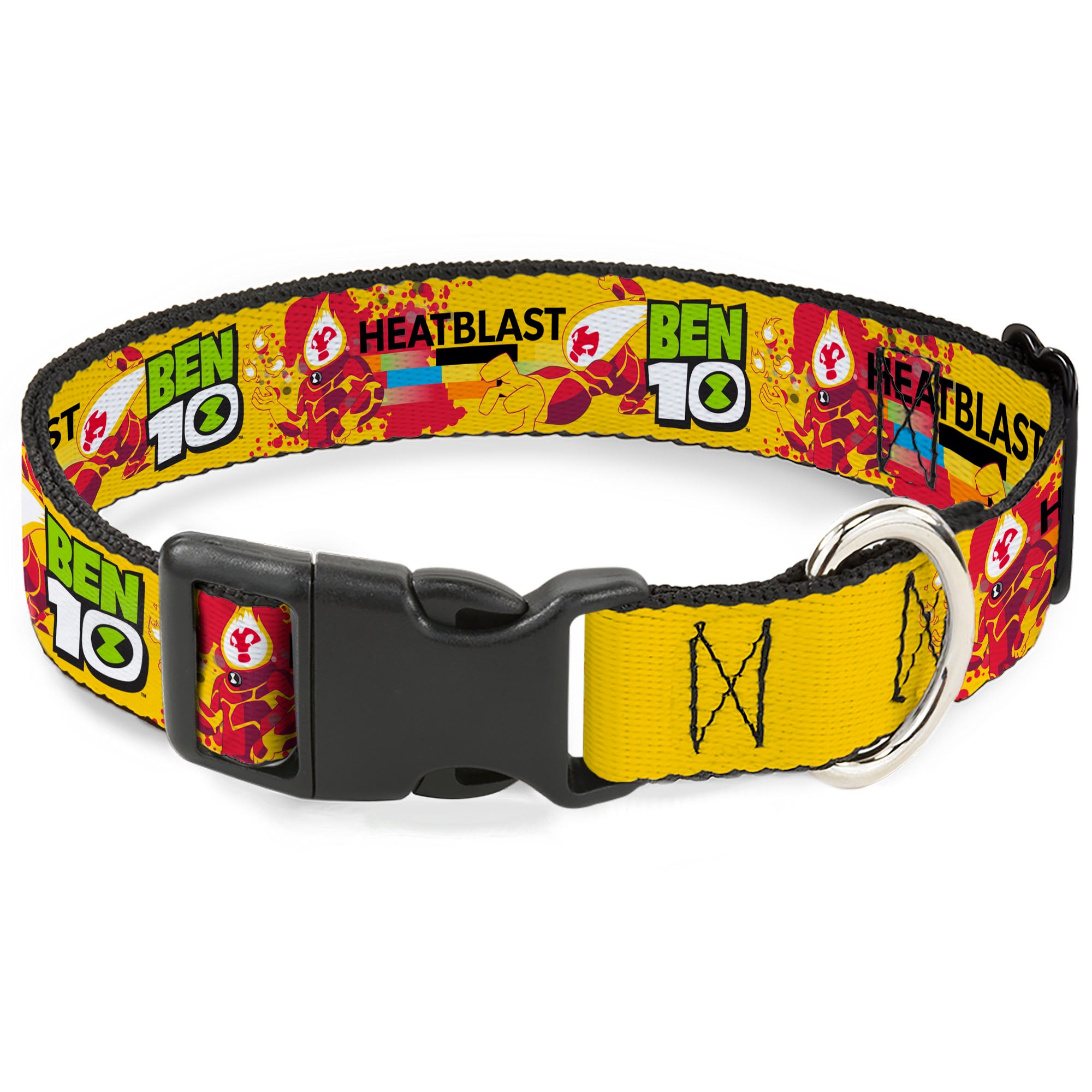 Plastic Clip Collar - BEN 10 HEATBLAST Poses and Text Yellow/Reds Plastic Clip Collars Ben 10