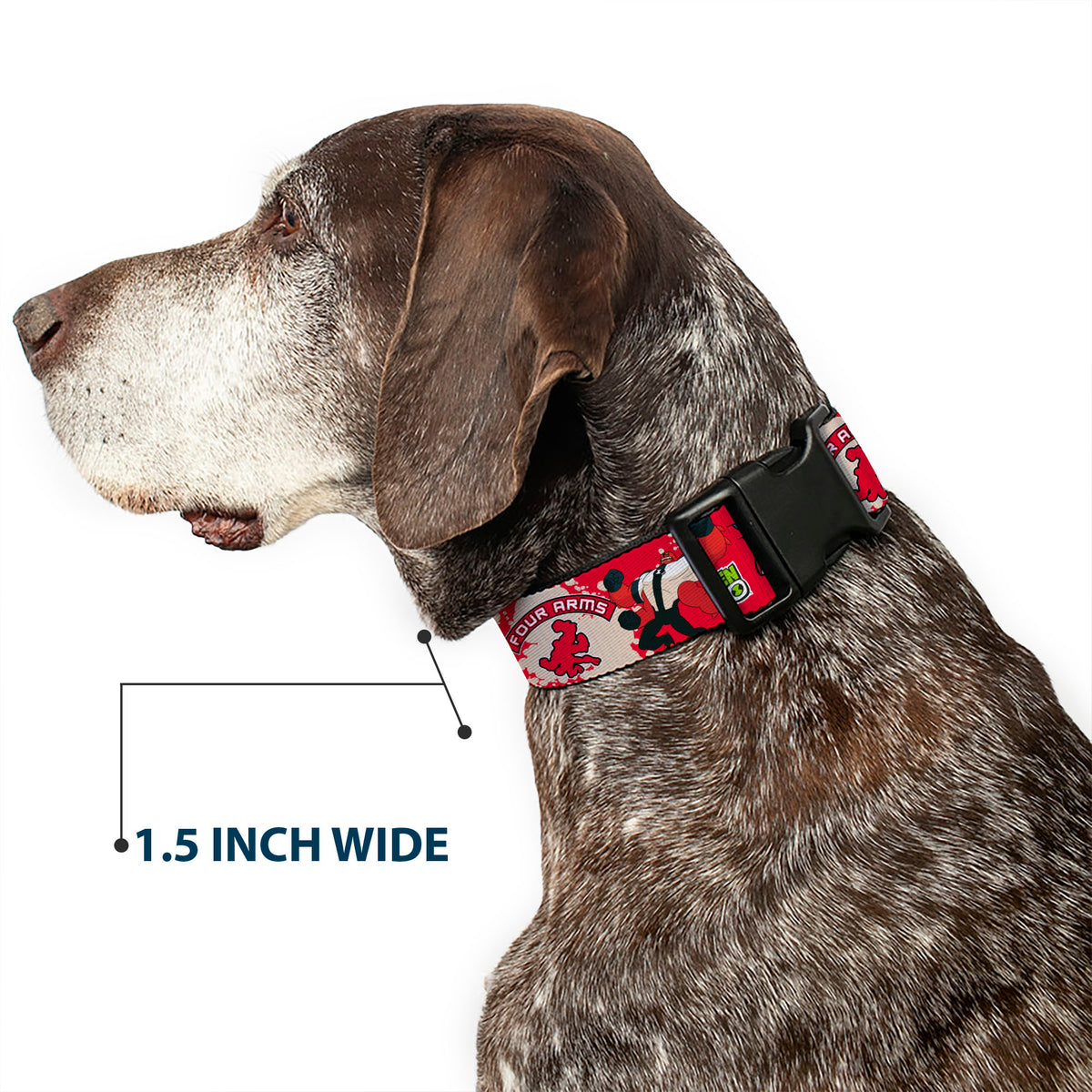 Plastic Clip Collar - BEN 10 FOUR ARMS Poses and Text Red/Grays Plastic Clip Collars Ben 10