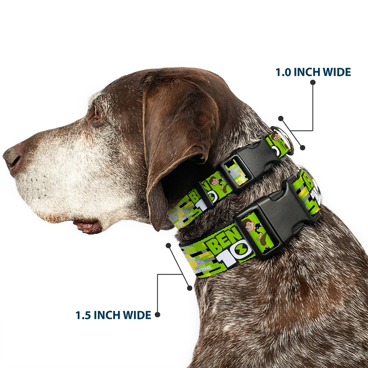 Plastic Clip Collar - BEN 10 Pose and Title Logo Green/Yellow/Black/White Plastic Clip Collars Ben 10