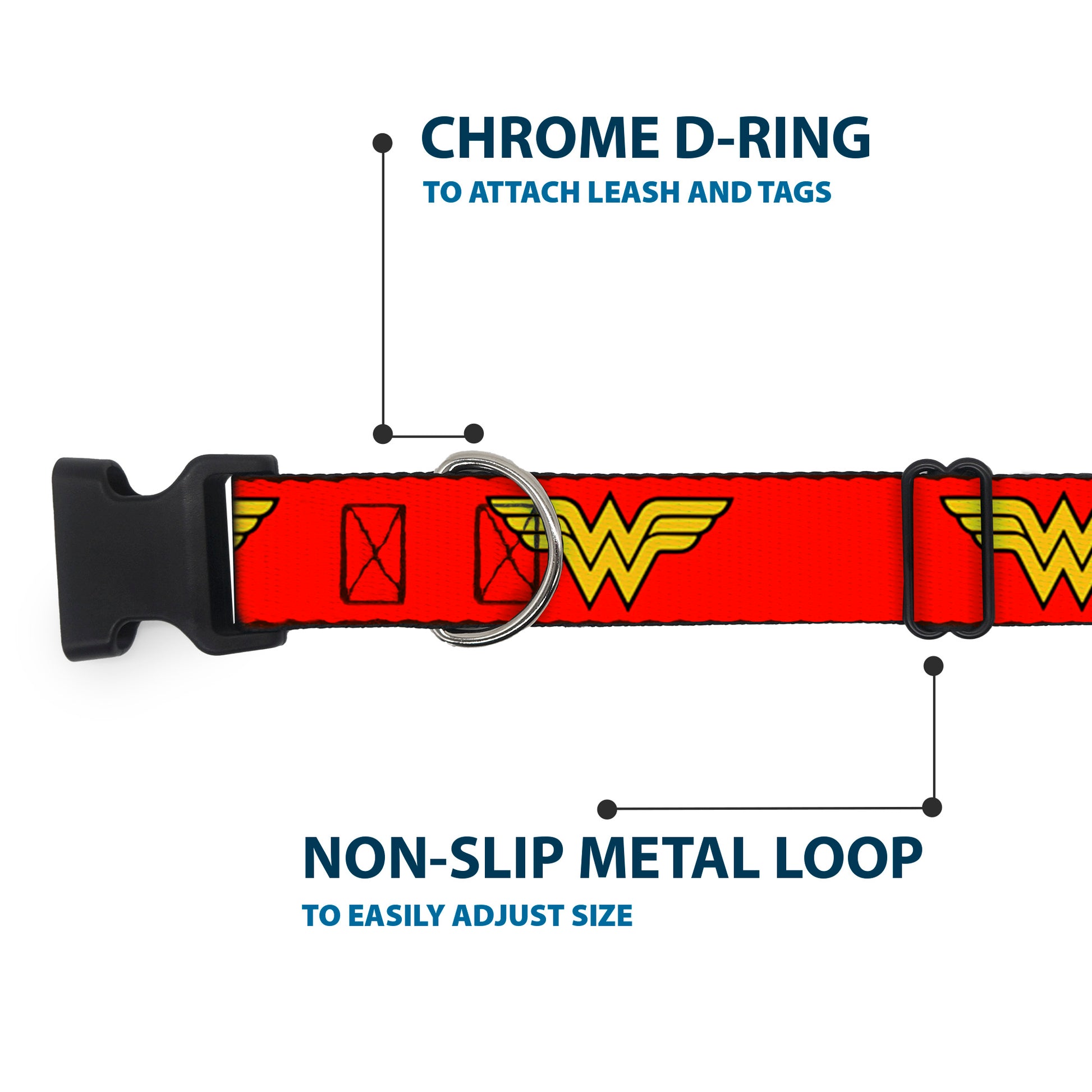 Plastic Clip Collar - Wonder Woman Logo Red Plastic Clip Collars DC Comics