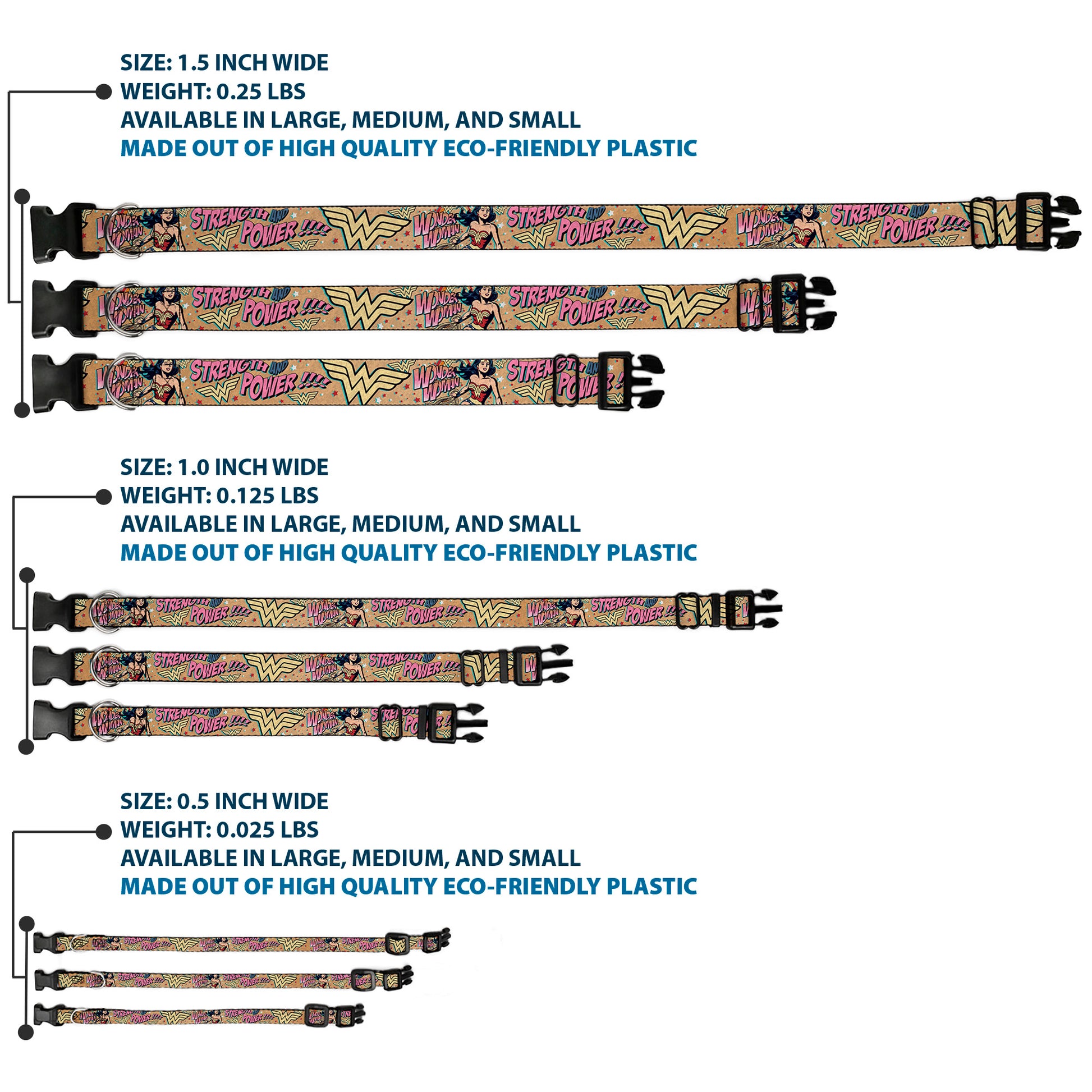 Plastic Clip Collar - Wonder Woman Strength & Power Plastic Clip Collars DC Comics