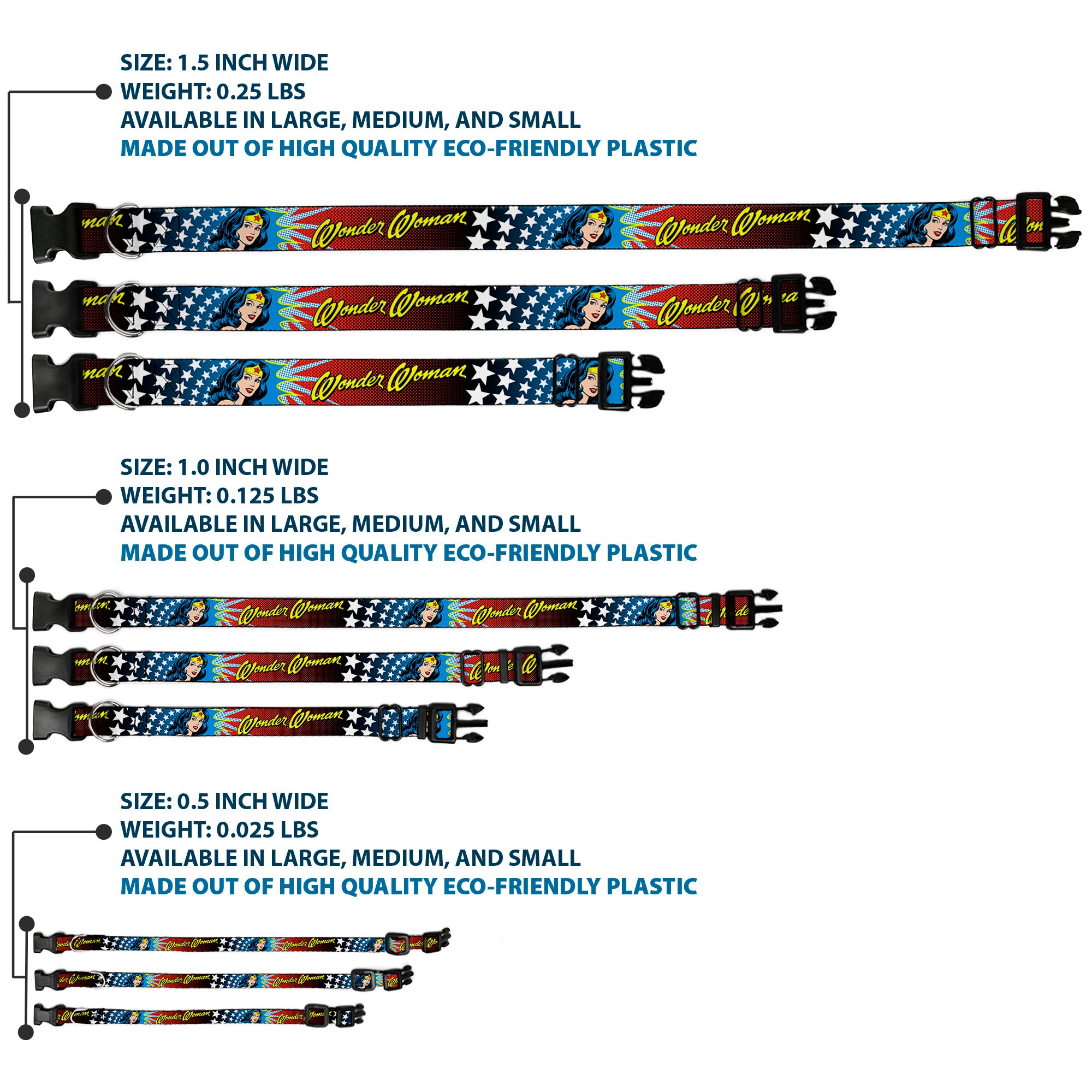 Plastic Clip Collar - Wonder Woman Face w/Stars Plastic Clip Collars DC Comics