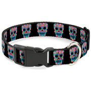 Plastic Clip Collar - Wonder Woman Floral Skull Black/Multi Pastel Plastic Clip Collars DC Comics