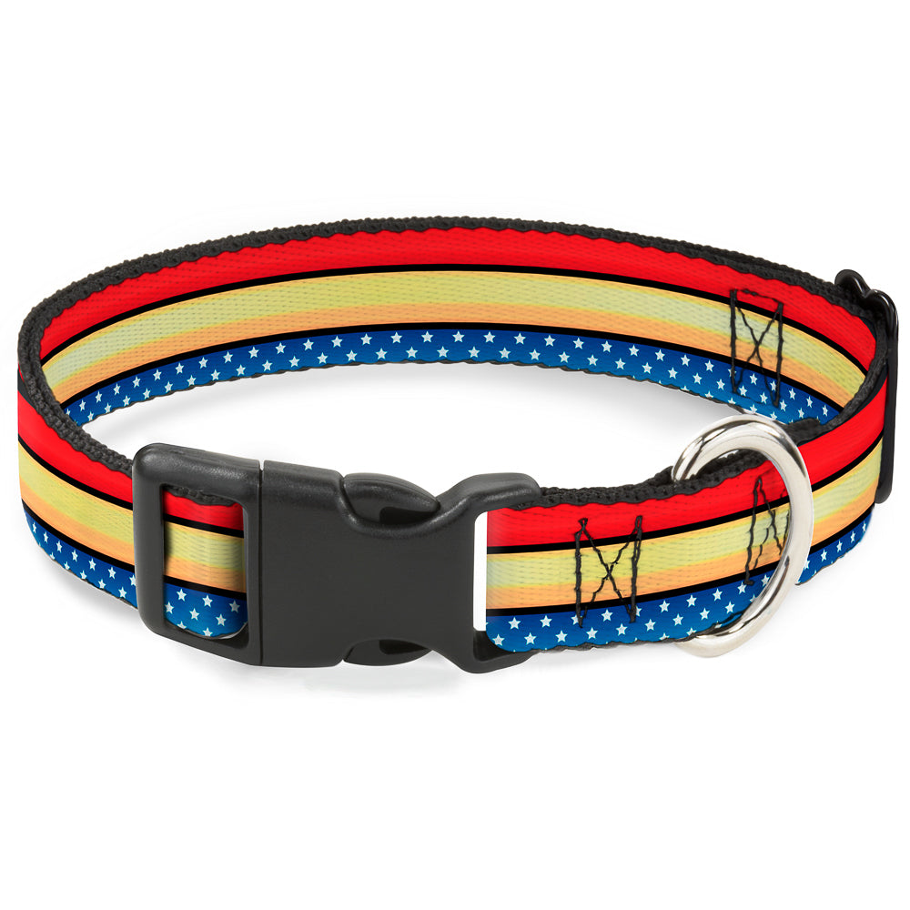 Plastic Clip Collar - Wonder Woman Stripe/Stars Red/Gold/Blue/White Plastic Clip Collars DC Comics