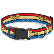 Plastic Clip Collar - Wonder Woman Logo Stripe/Stars Red/Gold/Blue/White Plastic Clip Collars DC Comics