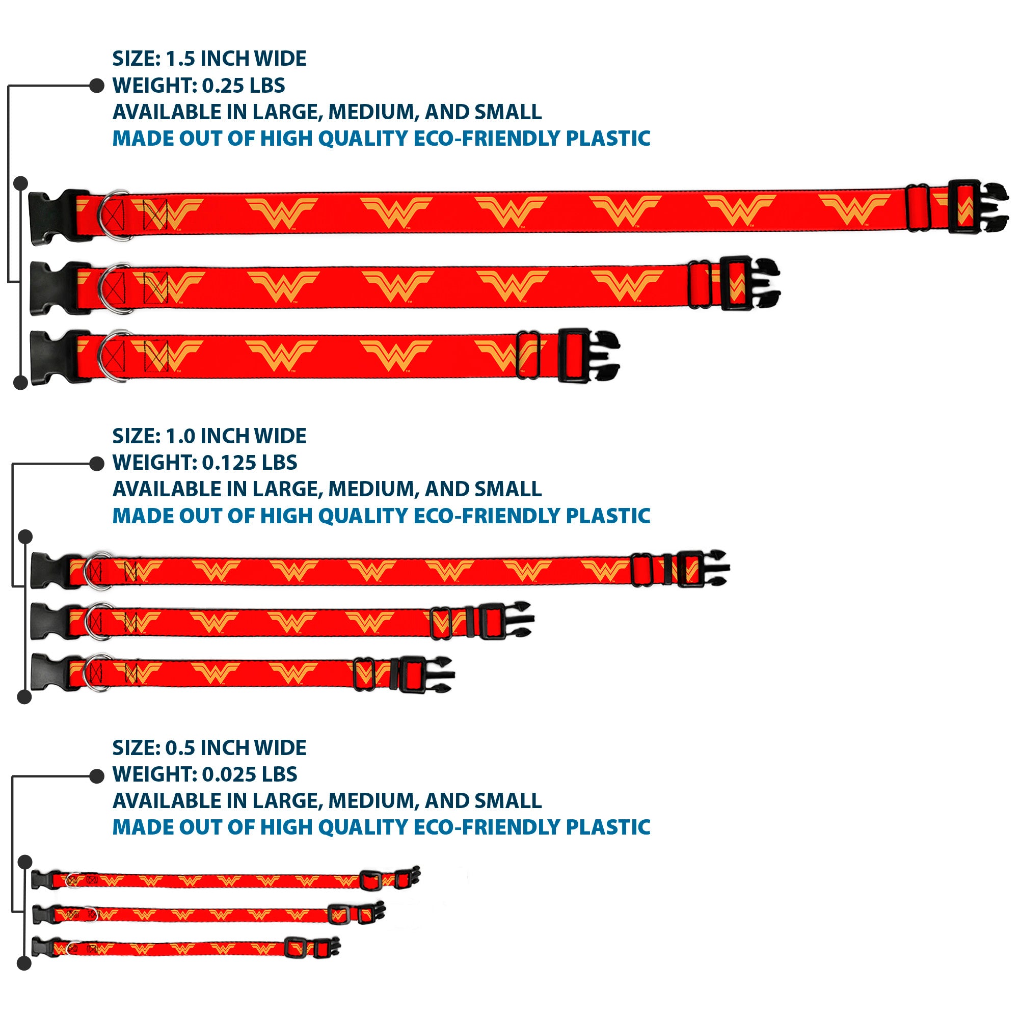 Plastic Clip Collar - DC League of Super-Pets Wonder Woman Logo Red/Yellow Plastic Clip Collars DC Comics