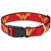 Plastic Clip Collar - DC League of Super-Pets Wonder Woman Logo Red/Yellow Plastic Clip Collars DC Comics