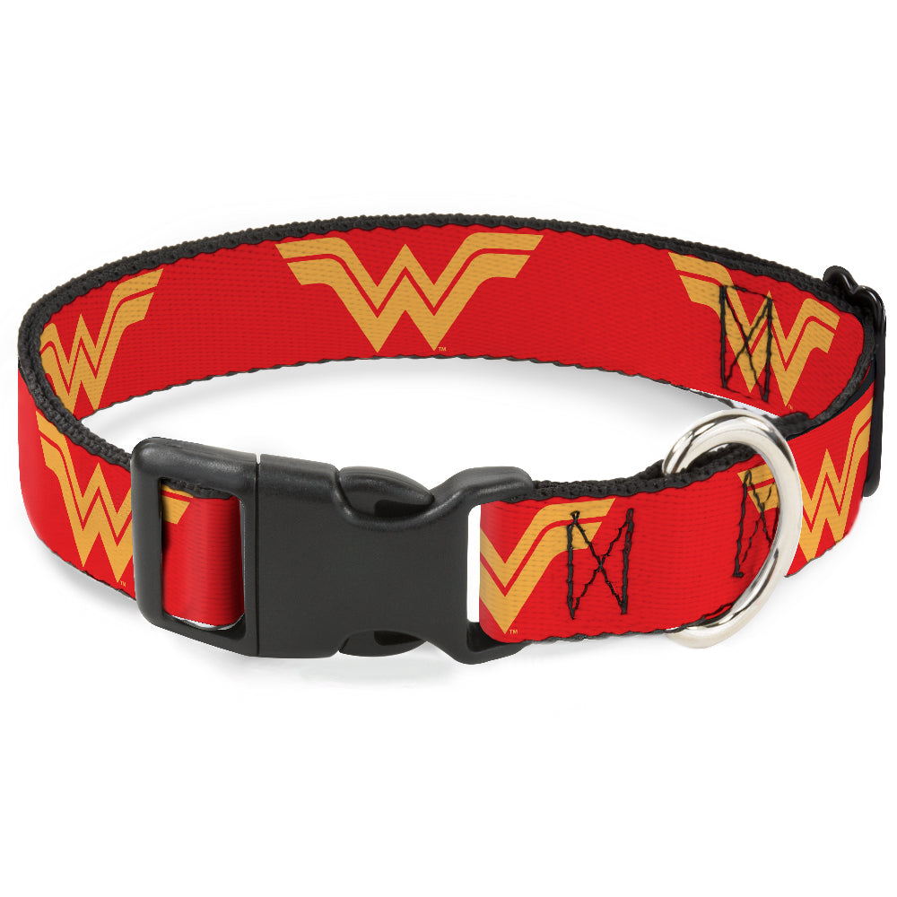 Plastic Clip Collar - DC League of Super-Pets Wonder Woman Logo Red/Yellow Plastic Clip Collars DC Comics