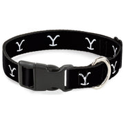Plastic Clip Collar - Yellowstone Y Logo Black/White Plastic Clip Collars Yellowstone