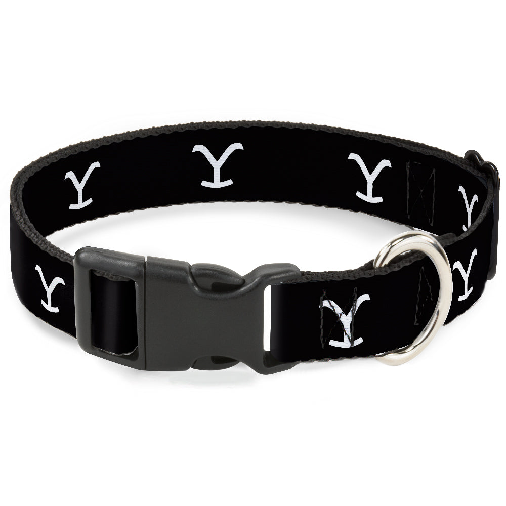 Plastic Clip Collar - Yellowstone Y Logo Black/White Plastic Clip Collars Yellowstone